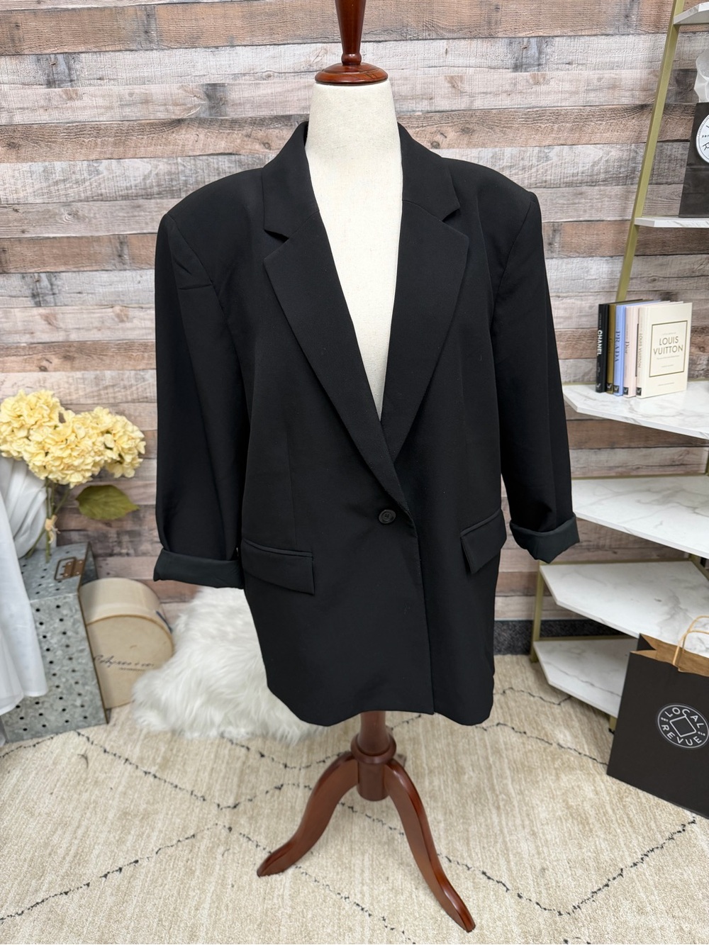 Open Edit Black Open Front Blazer XL